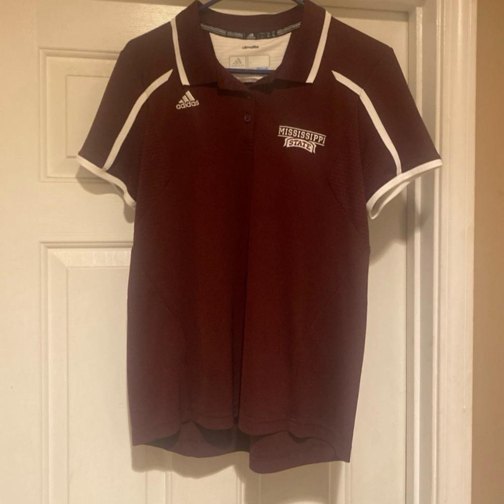 Mississippi State Adidas Climalite Woman’s Size L Polo Short Sleeve Shirt